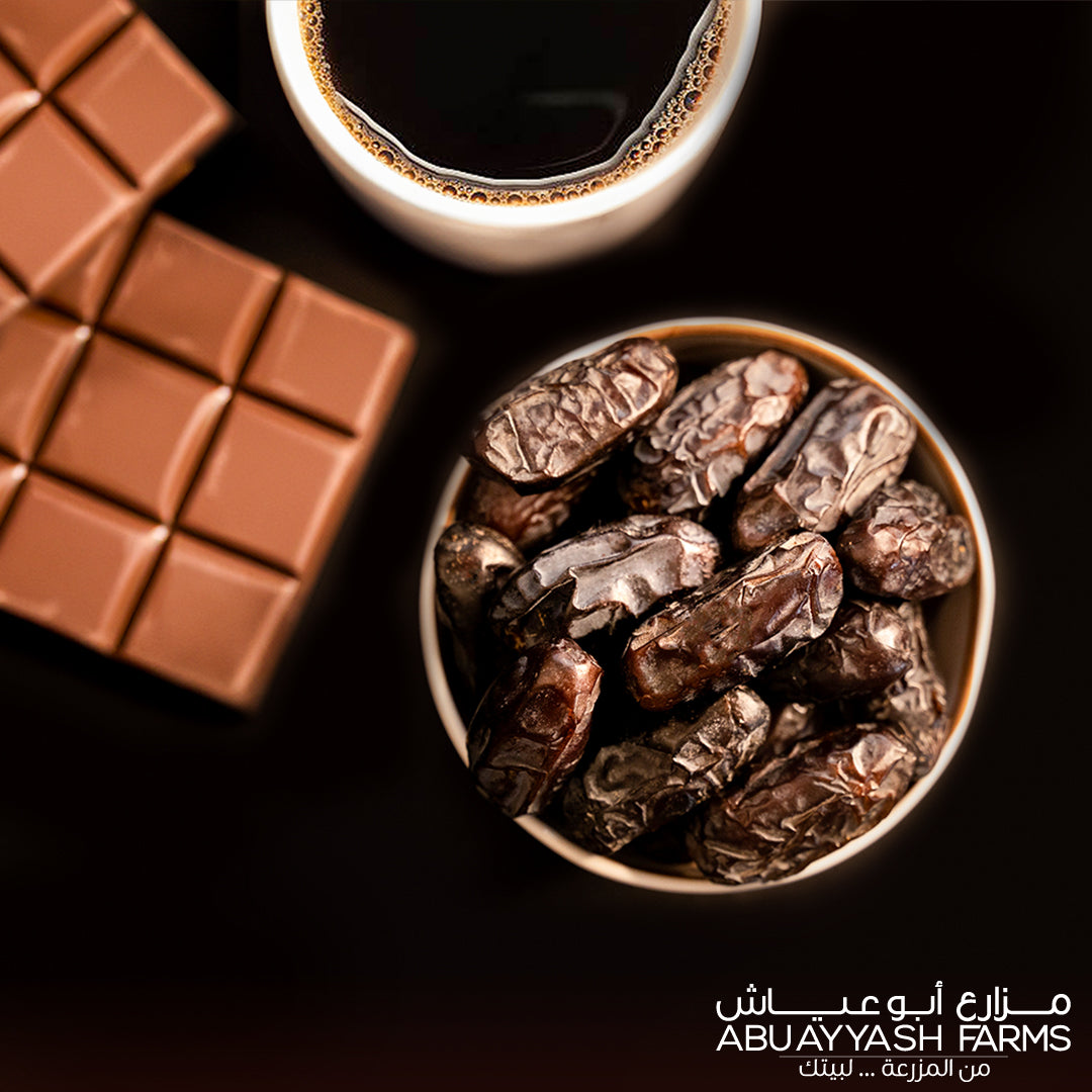 a dish of Delicious Kala Dates from AbuAyyash Farms